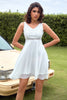 Load image into Gallery viewer, hvit kort blonder chiffon eksamen kjole
