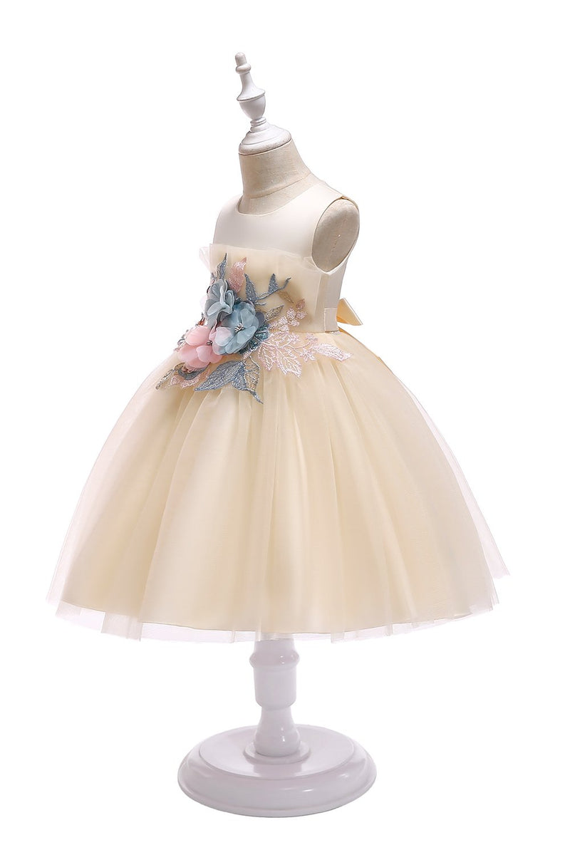 Load image into Gallery viewer, en linje juvel rødme blomst jente kjole med appliques