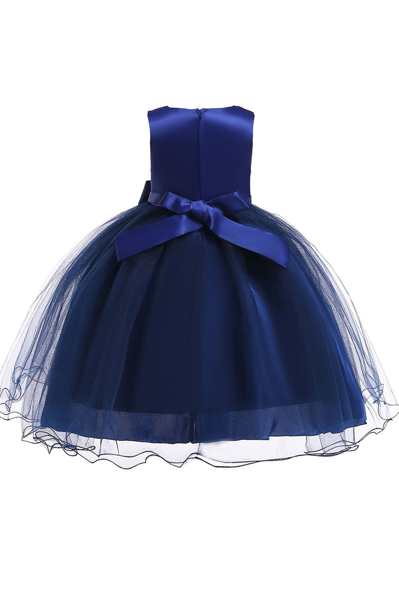 Load image into Gallery viewer, en linje puffy blomst jente kjole med bowknot