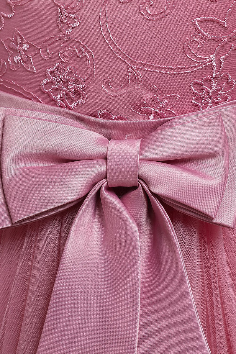 Load image into Gallery viewer, prinsesse en linje rødme blomst jente kjole med bowknot