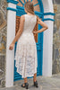 Load image into Gallery viewer, høy lav burgunder blonder pluss størrelse kjole