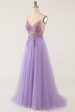 lilla beaded tulle lang ballkjole