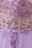 lilla beaded tulle lang ballkjole