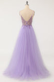 lilla beaded tulle lang ballkjole