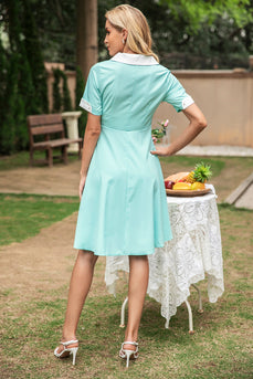 v hals 1950-tallet swing kjole