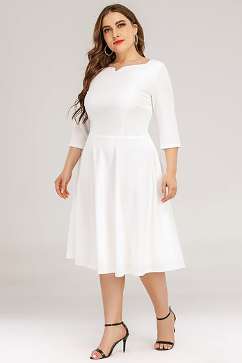 Pluss størrelse hvit formell kjole