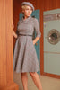 Load image into Gallery viewer, Mørkegrå 3/4 ermer Vintage Rutete 1950-talls Swing Party Dress