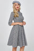 Load image into Gallery viewer, Dark Grey Vintage Plaid 1950-tallet Swing Party Dress med ermer