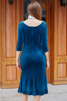 kongelig blå fløyel formell kjole
