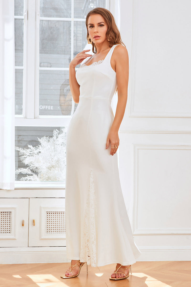Load image into Gallery viewer, hvite stropper havfrue brude fest kjole med blonder