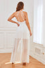 Load image into Gallery viewer, hvit åpen rygg blonder brudepike fest kjole