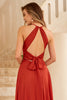 Load image into Gallery viewer, rust brun åpen rygg brudepike kjole
