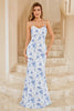 Load image into Gallery viewer, blå floral boho brudepike kjole
