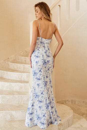 blå floral boho brudepike kjole