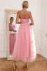 Load image into Gallery viewer, nydelig en linje stroppeløs rosa ballkjole med appliques