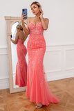 Coral Applique Tulle Ball Kjole