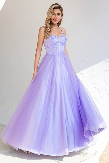lilla tulle a-line ballkjole