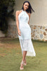 Load image into Gallery viewer, sheath halter hvitt bryllup gjestefest kjole