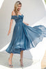 Load image into Gallery viewer, prinsesse en linje av skulderen grå blå ball fest kjole