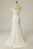 Load image into Gallery viewer, havfrue av skulderen hvit brudekjole med appliques