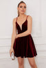 Load image into Gallery viewer, Burgund spaghetti stropper mini fløyel kjole