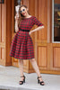 Load image into Gallery viewer, rød rutete vintage kjole med ermer