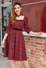 Load image into Gallery viewer, plaid rød vintage kjole med ermer