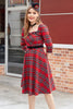 Load image into Gallery viewer, plaid rød vintage kjole med ermer