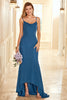 Load image into Gallery viewer, blekk blå høy-lav brudepike kjole