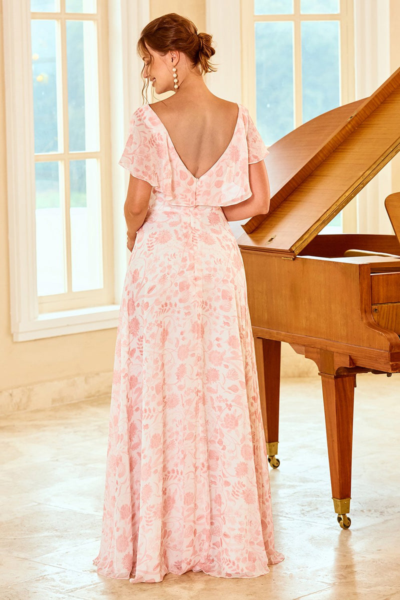Load image into Gallery viewer, rødme blomst print brudepike kjole