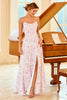 Load image into Gallery viewer, en linje spaghetti stropper lilla blomst trykt brudepike kjole
