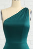 Load image into Gallery viewer, havfrue en skulder mørkegrønn lang brudepike kjole