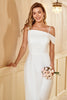 Load image into Gallery viewer, skjede spaghetti stropper hvit lang brudepike kjole