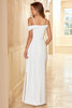 Load image into Gallery viewer, skjede spaghetti stropper hvit lang brudepike kjole