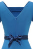 Load image into Gallery viewer, Blå 1960-tallet Bodycon Kjole wth Bowknot