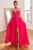Load image into Gallery viewer, Fuchsia Strapless Prom Kjole med Slit