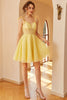 Load image into Gallery viewer, gul spaghetti stropper kort fest kjole