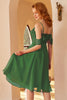 Load image into Gallery viewer, en linje av skulderen mørkegrønn blonder kjole
