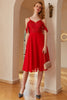 Load image into Gallery viewer, søt av skulderen midi rød blonder kjole