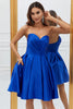 Load image into Gallery viewer, Royal Blue A-Line Sweetheart Kort Homecoming kjole