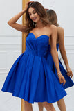 Royal Blue A-Line Sweetheart Kort Homecoming kjole