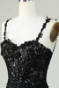 Load image into Gallery viewer, Slire Spaghetti stropper Svart Kort Homecoming kjole med Appiques