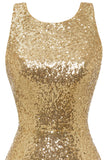 Bodycon Golden Paljetter Cocktail Kjole Åpen Rygg