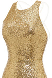 Bodycon Golden Paljetter Cocktail Kjole Åpen Rygg