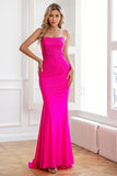 Glitter Hot Rosa Havfrue Paljett Prom Kjoler