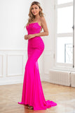 Glitter Hot Rosa Havfrue Paljett Prom Kjoler