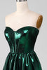 Load image into Gallery viewer, Glitter mørkegrønn korsett metallisk lang ballkjole