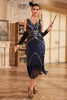 Load image into Gallery viewer, Sparkly Blue Fringed Sequins 1920 Flapper Dress med Beading