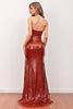 Load image into Gallery viewer, rød paljett havfrue lang prom kjole