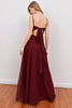 Load image into Gallery viewer, burgunder spaghettistropper lang brudepike kjole med splitt